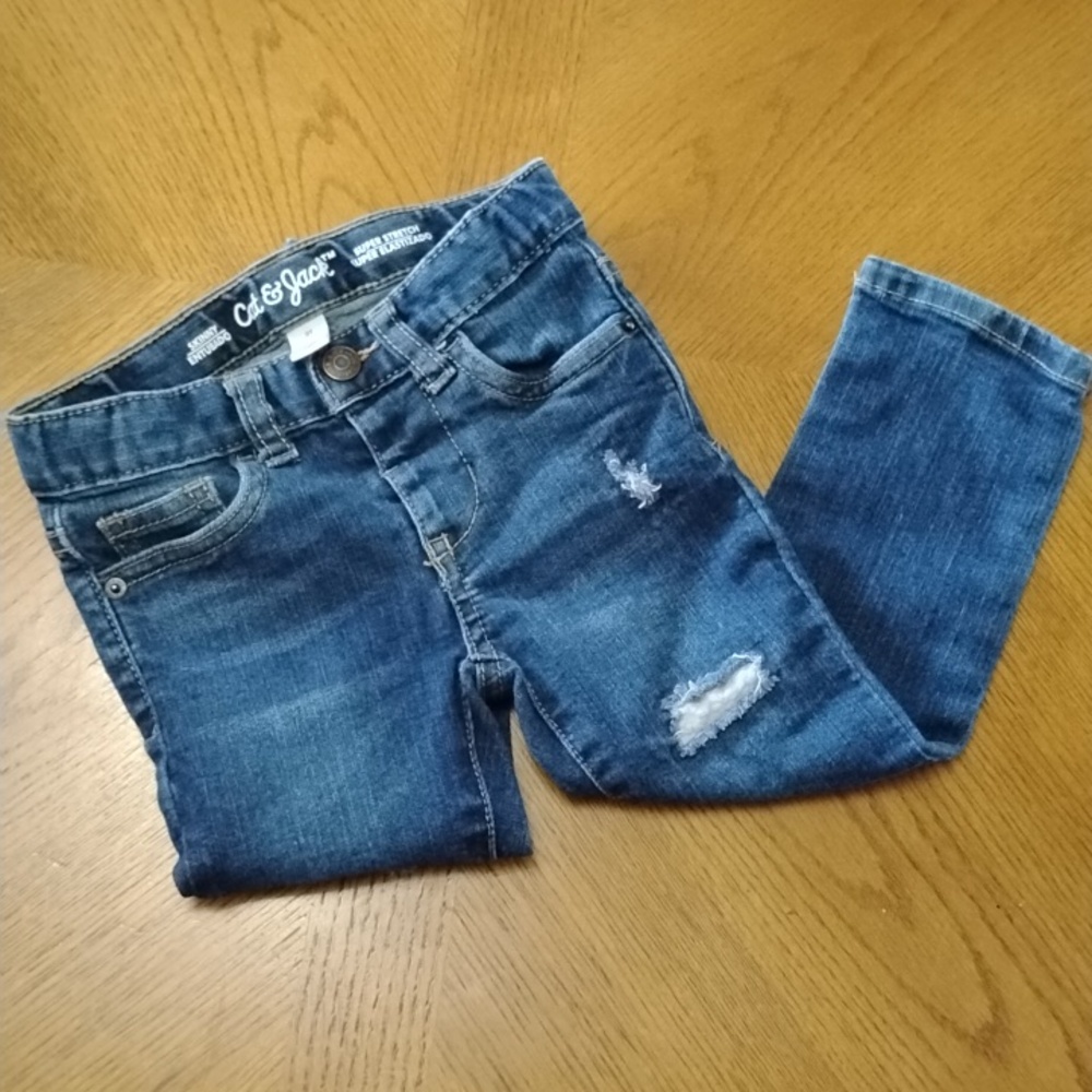 Cat & Jack 3T Skinny Super Stretch Distressed Denim Jeans
